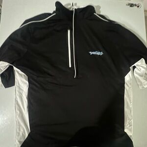 MV Sport Black and White Short Sleeve Zip Polo